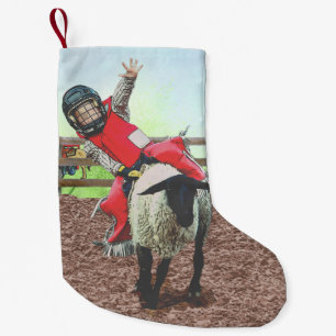 Western Rodeo Cowboy Cowgirl Mutton Busting Liten Julstrumpa
