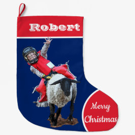 Western Rodeo Cowboy Cowgirl Mutton Busting Stor Julstrumpa