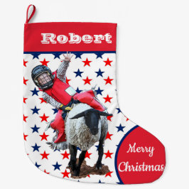Western Rodeo Cowboy Cowgirl Mutton Busting Stor Julstrumpa