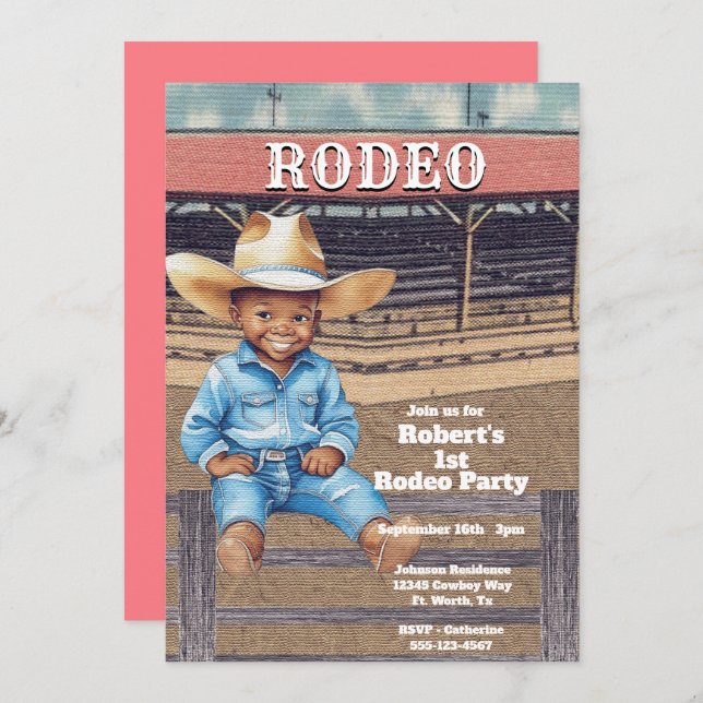 Western Rodeo Cowboy/Cowgirl Personlig Birthday Inbjudningar (Fram/baksida)