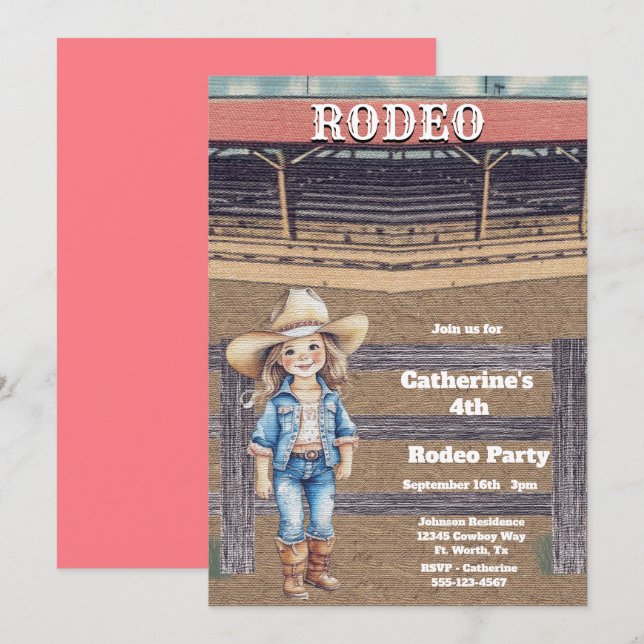 Western Rodeo Cowboy/Cowgirl Personlig Birthday Inbjudningar (Fram/baksida)