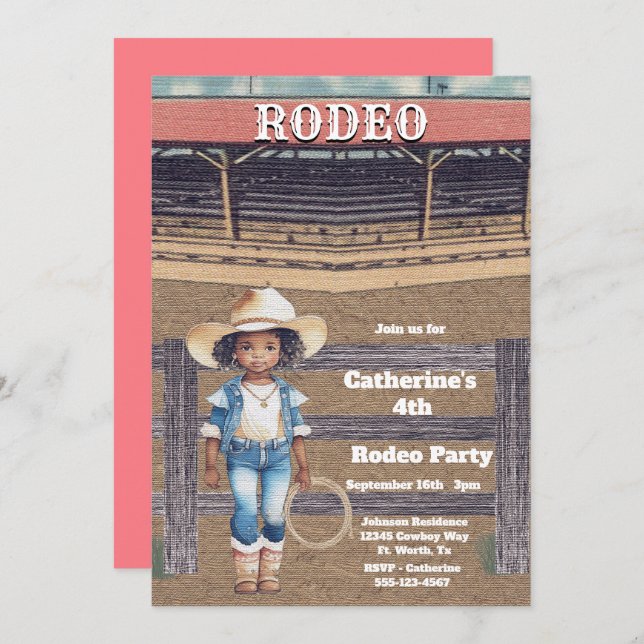 Western Rodeo Cowboy/Cowgirl Personlig Birthday Inbjudningar (Fram/baksida)