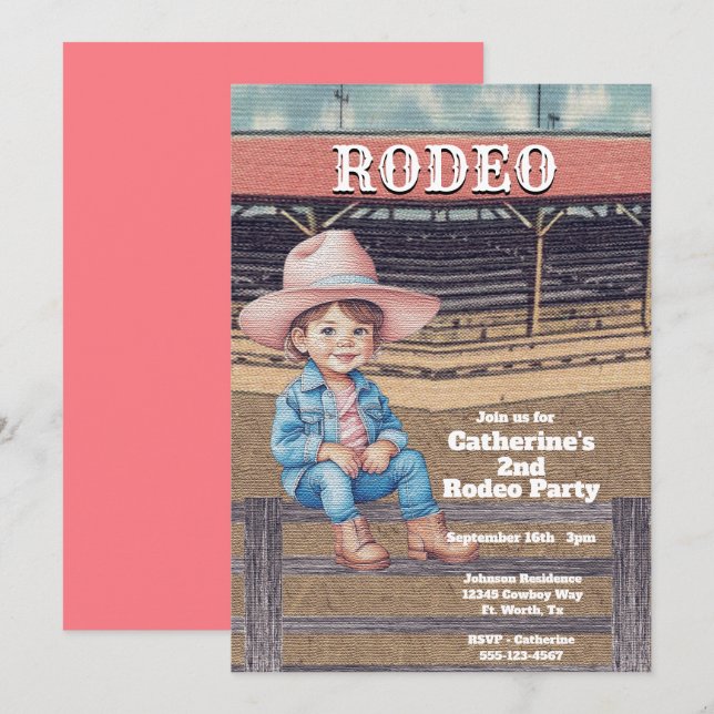 Western Rodeo Cowboy/Cowgirl Personlig Birthday Inbjudningar (Fram/baksida)
