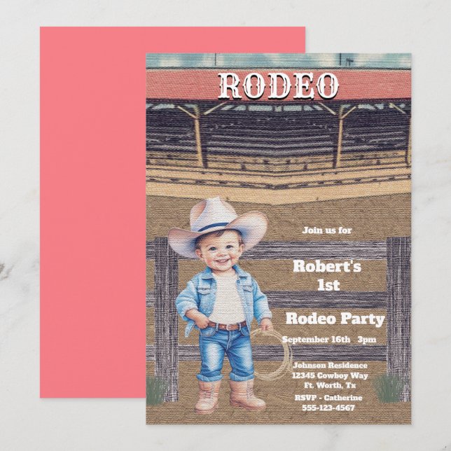 Western Rodeo Cowboy/Cowgirl Personlig Birthday Inbjudningar (Fram/baksida)