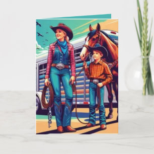 Western Rodeo Cowboy Cowgirl Personlig Birthday Kort