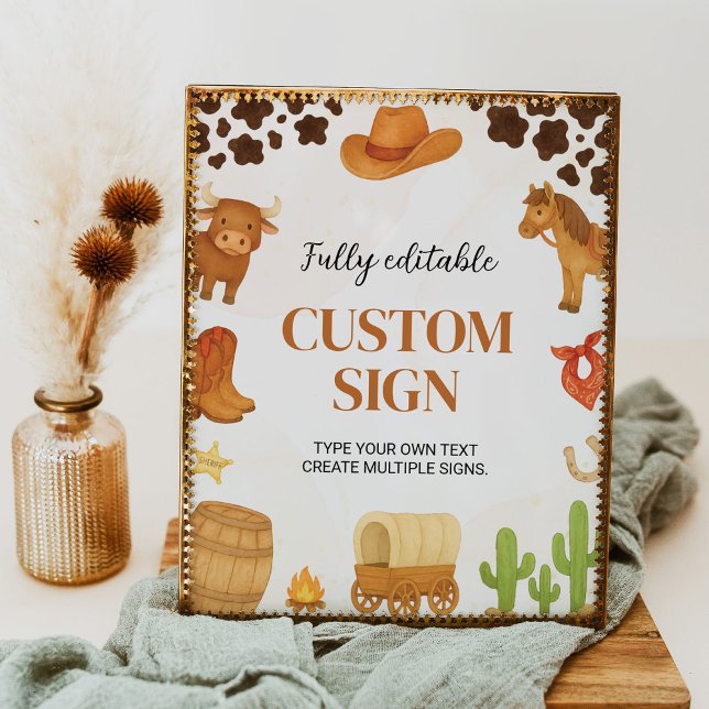 Western Rodeo Cowboy Födelsedagsfest Bord-tecken Poster (Skapare uppladdad)