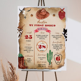 Western Rodeo Cowboy första födelsedagsmilstolpste Poster