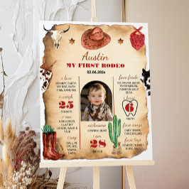 Western Rodeo Cowboy första födelsedagsmilstolpste Poster