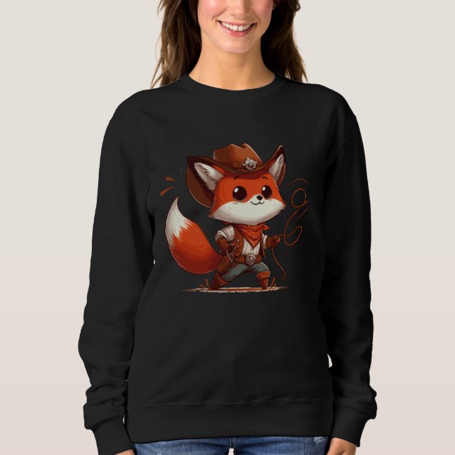 Western Rodeo Cowboy Hat Fox Texas Animals T Shirt (Framsida)