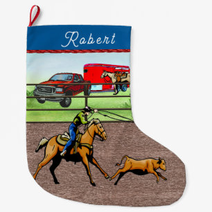 Western Rodeo Cowboy Kalvrepning Stor Julstrumpa