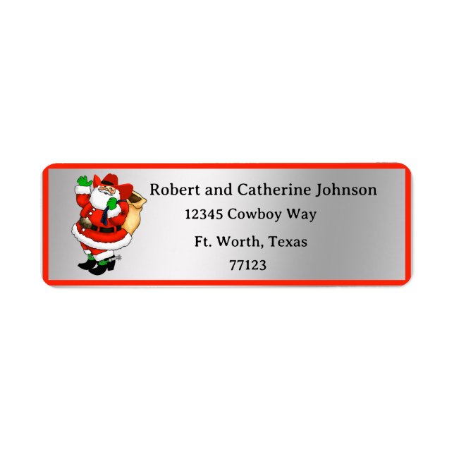 Western Rodeo Cowboy Lastbil Trailer juljul Returadress Etikett (Framsidan)