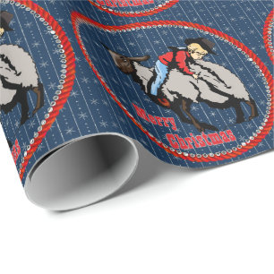 Western Rodeo Cowboy Mutton Buster bakåt Presentpapper