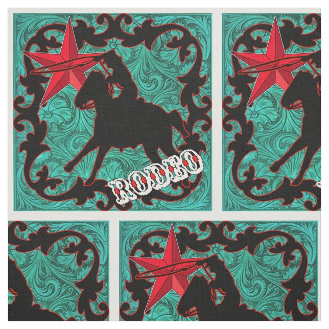 Western Rodeo Cowboy Roping Faux Leather Tyg (Provkarta)