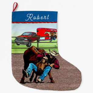 Western Rodeo Cowboy Styrbjörn Wrestling Stor Julstrumpa