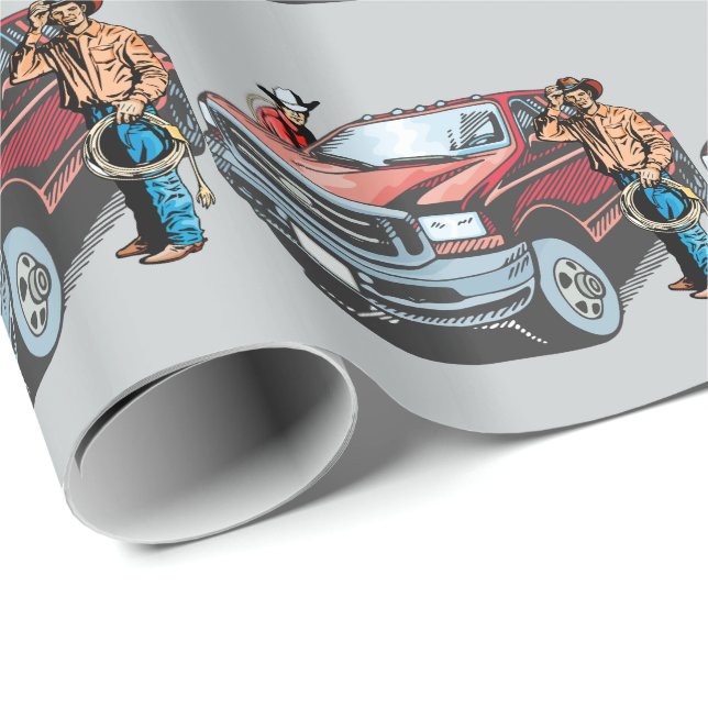 Western Rodeo Cowboys Roping Gift Wrapping Papper Presentpapper (Rullad Hörn)