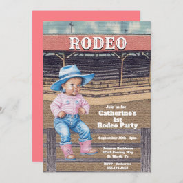 Western Rodeo Cowgirl 1:a Birthday Inbjudningar