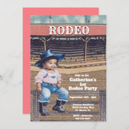 Western Rodeo Cowgirl 1:a Birthday Inbjudningar