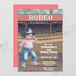 Western Rodeo Cowgirl 1:a Birthday Inbjudningar
