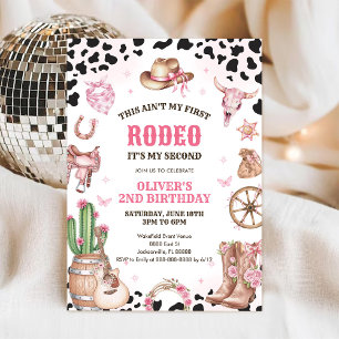 Western Rodeo Cowgirl Andra Rodeo 2-års Födelsedag Inbjudningar