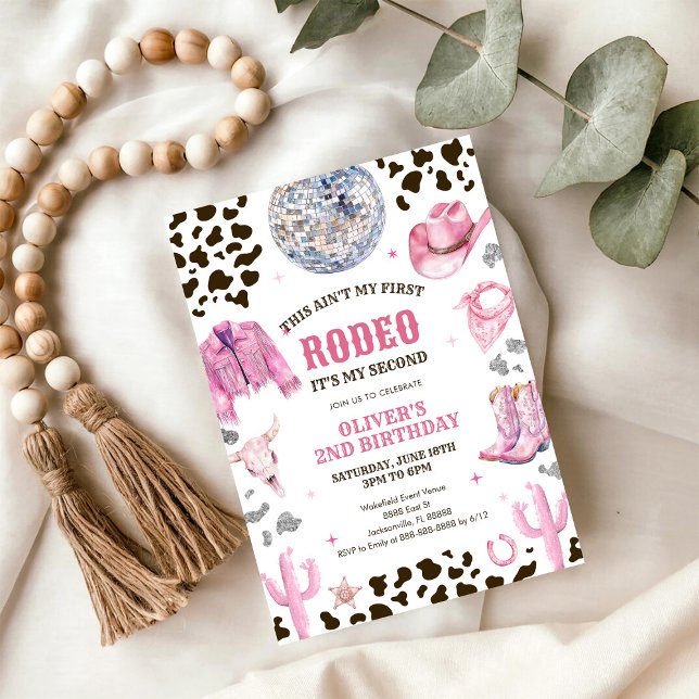 Western Rodeo Cowgirl Andra Rodeo 2-års Födelsedag Inbjudningar (Skapare uppladdad)