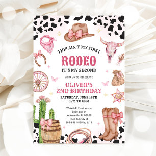 Western Rodeo Cowgirl Andra Rodeo 2-års Födelsedag Inbjudningar