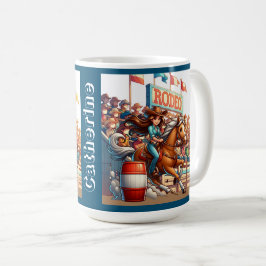 Western Rodeo Cowgirl Barrel Tävla Anpassningsbar Kaffemugg
