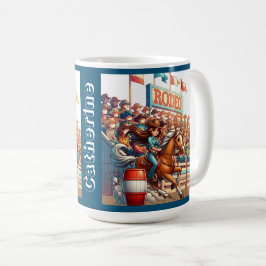 Western Rodeo Cowgirl Barrel Tävla Anpassningsbar Kaffemugg