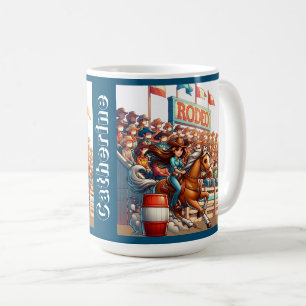 Western Rodeo Cowgirl Barrel Tävla Anpassningsbar Kaffemugg