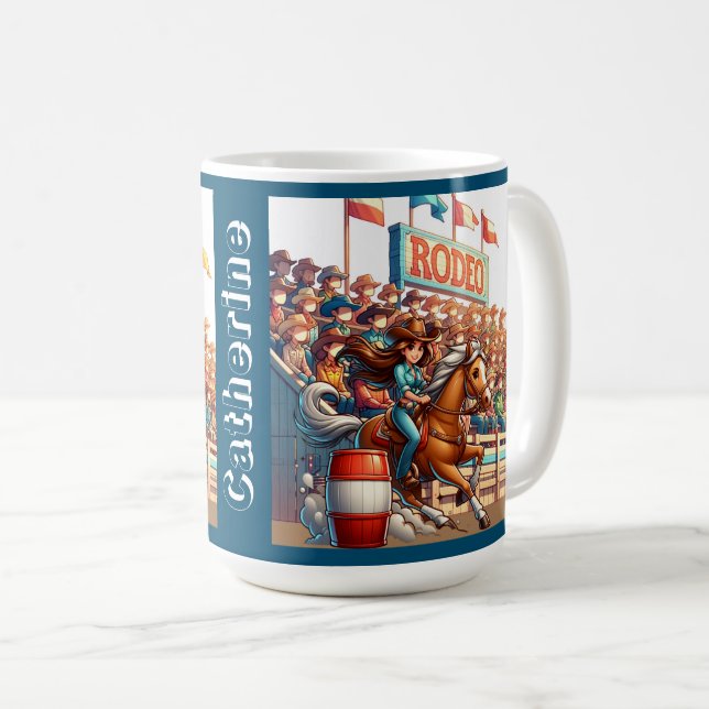 Western Rodeo Cowgirl Barrel Tävla Anpassningsbar Kaffemugg (Framsida höger)
