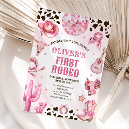 Western Rodeo Cowgirl First Rodeo 1st Birthday Inbjudningar