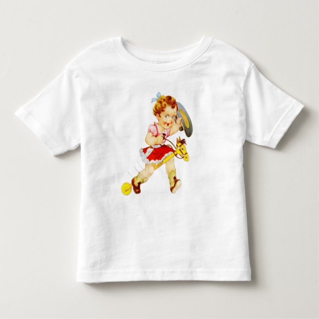 Western Rodeo Cowgirl på Stick Horse Shirt T Shirt (Framsida)