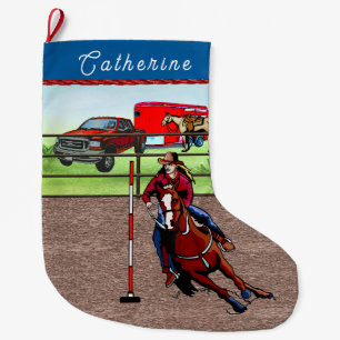 Western Rodeo Cowgirl Pole Bending Stor Julstrumpa