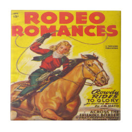 Western Rodeo Cowgirl Roping Rodeo Romantik Kakelplatta