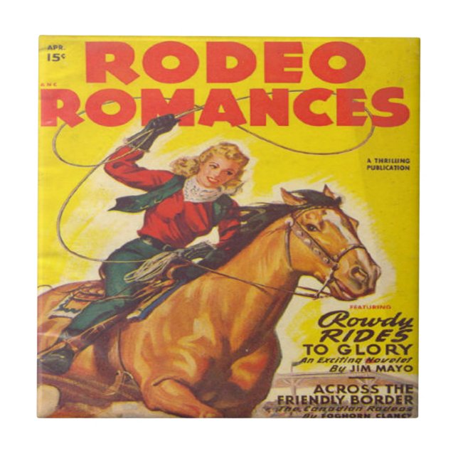 Western Rodeo Cowgirl Roping Rodeo Romantik Kakelplatta (Framsidan)