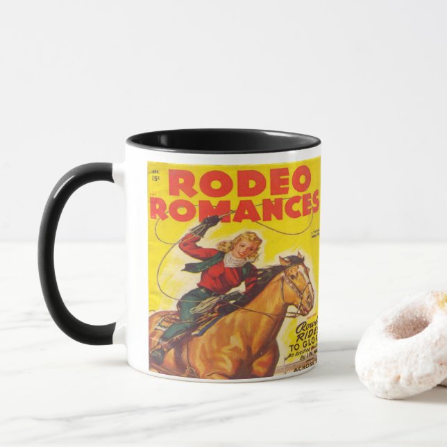 Western Rodeo Cowgirl Roping Rodeo Romantik Mugg (Med munk)