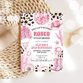 Western Rodeo Cowgirl Second Rodeo 2nd Birthday Inbjudningar