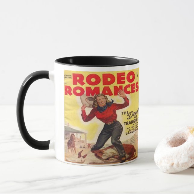 Western Rodeo Cowgirl Tying Calf Rodeo Romantik Mugg (Med munk)