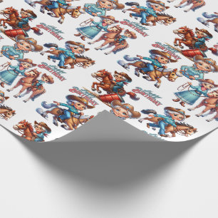 Western Rodeo Cowgirl with Horses and Kids Birthda Presentpapper