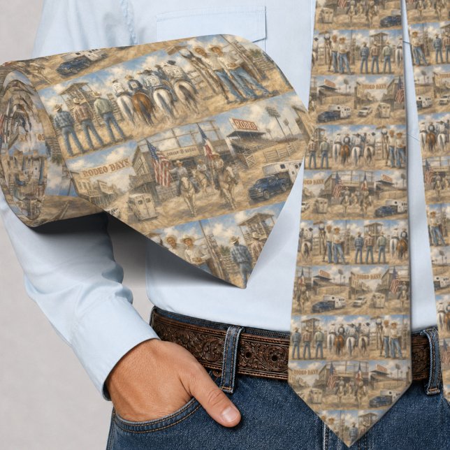Western Rodeo Days Scener från Rodeon Slips (Western Rodeo Days Scenes from the Rodeo Necktie includes cowboys, cowgirls, horses, arena and more)