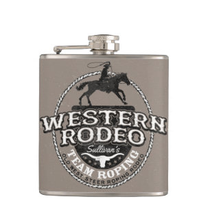 Western Rodeo Gammala västern Steer Roping Personl Fickplunta