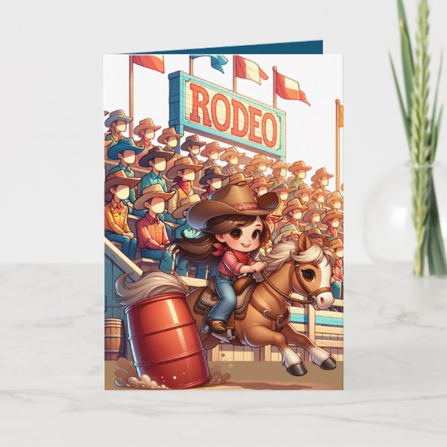 Western Rodeo Häst Cowgirl Tunntavling Anpassad Kort (Framsida)