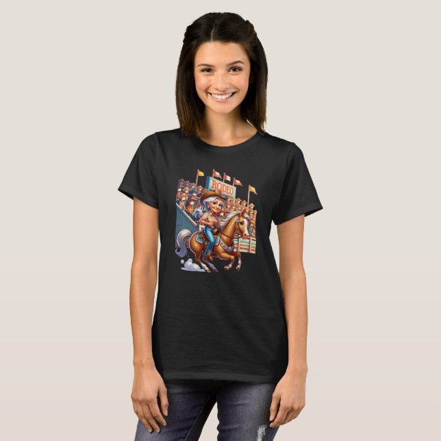 Western Rodeo Horse Cowgirl Grandmor T Shirt (Hel framsida)