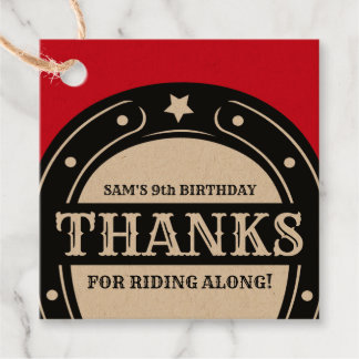 Western Rodeo Horseshoe Birthday Tack Gåvor Etiketter