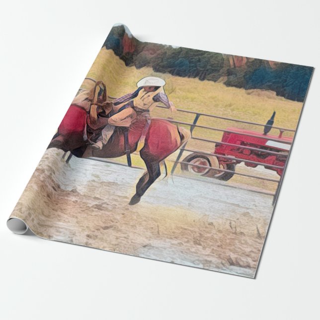 Western Rodeo Land Horse Riding Art Presentpapper (Utrullad)