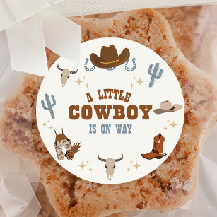 Western Rodeo Little Cowboy Baby Shower Runt Klistermärke