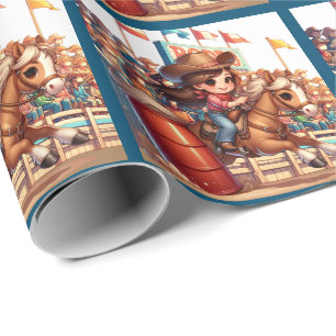 Western Rodeo Little Cowgirl Barrel Tävla Presentpapper