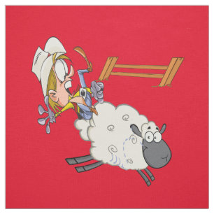 Western Rodeo Mutton Bustin Large Print Tyg