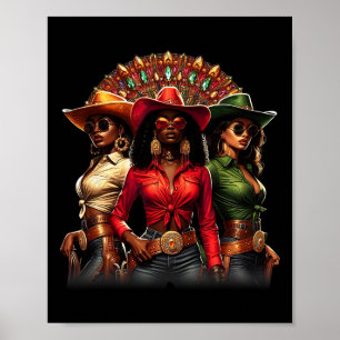 Western Rodeo Texas Svart Historia Svarta Cowgirls Poster