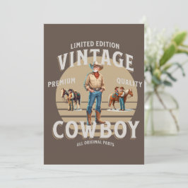 Western Rodeo Vintage Cowboy Födelsedagsinbjudan Kort