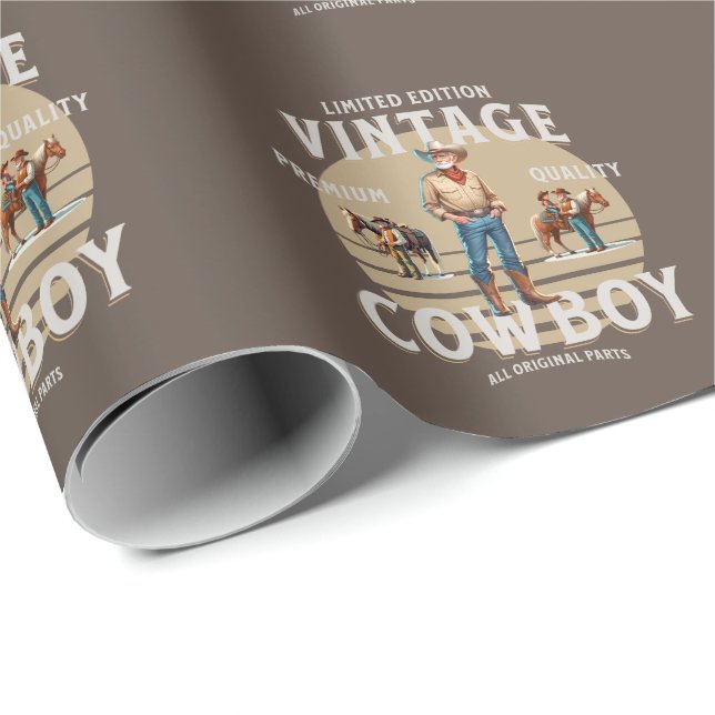 Western Rodeo Vintage Cowboy Presentpapper (Rullad Hörn)